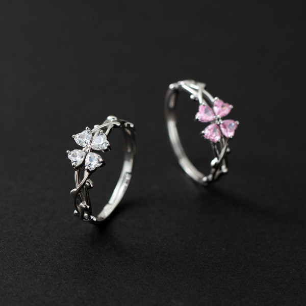 A43811 s925 sterling silver trendy sweet unique cute rhinestone ring