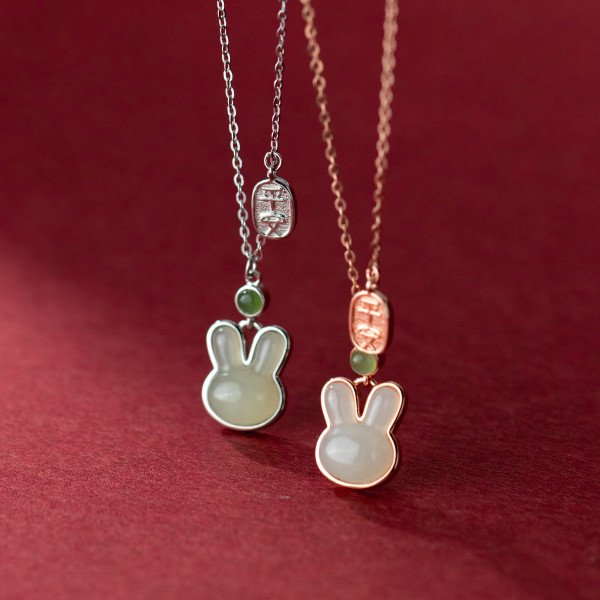 A37920 s925 sterling silver rabbit elegant necklace