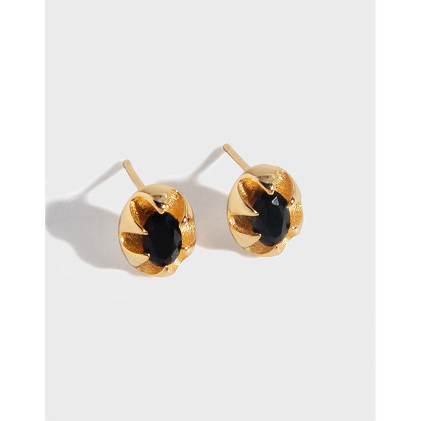 A33949 design simple geometric oval black earrings