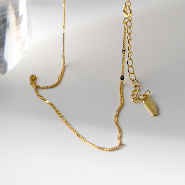 A42707 s925 silver simple circle sequin necklace