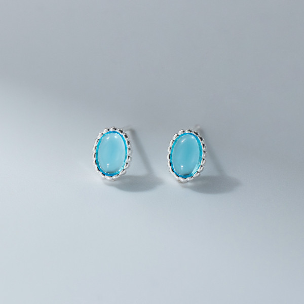 A46273 s925 sterling silver sweet bar stripe oval artificial stud earrings