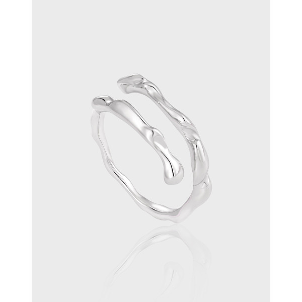 A40938 unique simple bar double layer s925 sterling silver adjustable ring