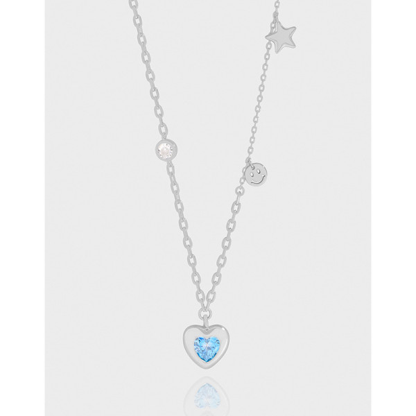 A43273 design heart cubic zirconia sterling silver s925 necklace