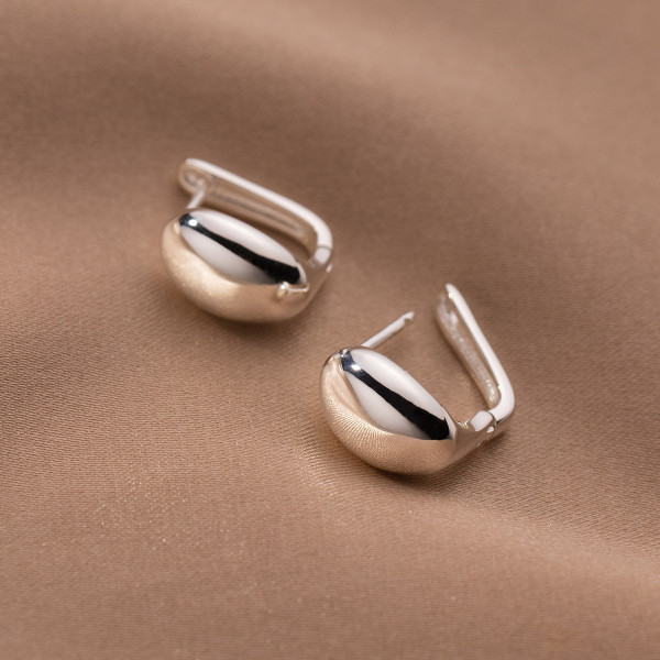 A38441 s925 sterling silver teardrop oval design trendy earrings