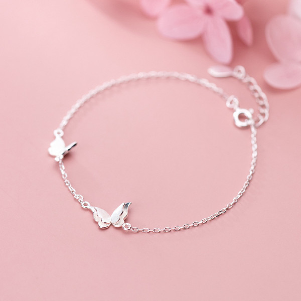 A40604 s925 silver charm trendy cute butterfly bracelet