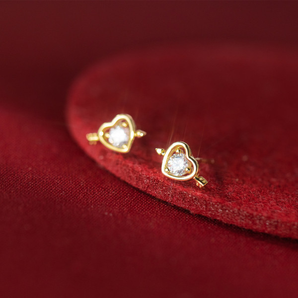 A36858 s925 sterling silver rhinestone heart earrings