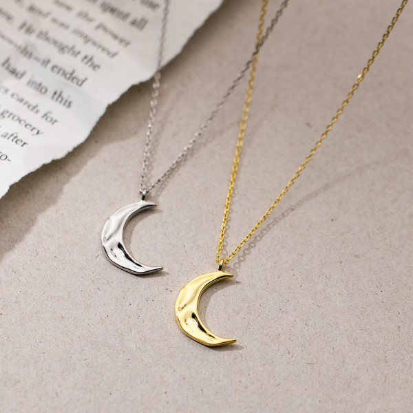 A37466 s925 sterling silver moon design elegant necklace