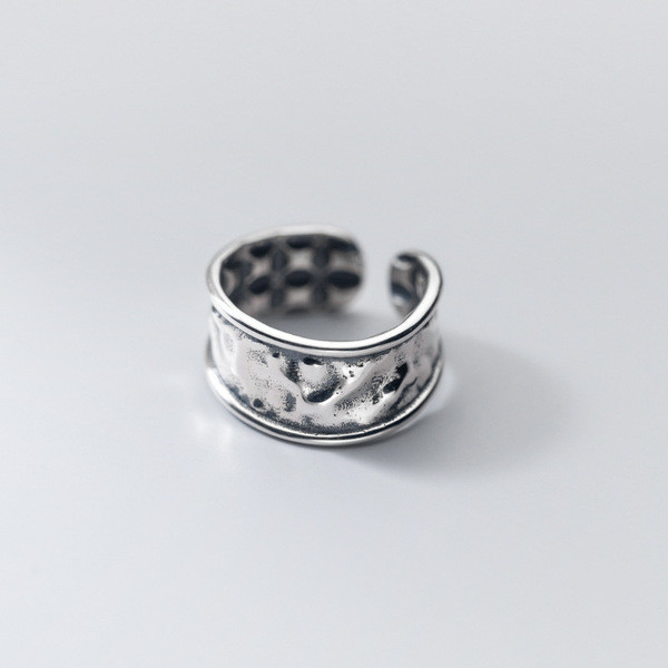 A32083 s925 sterling silver vintage silver wide unique fashion ring