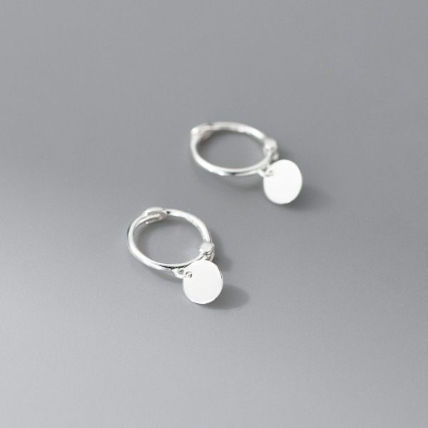 A46306 s925 sterling silver dainty circle sequin ear buckle