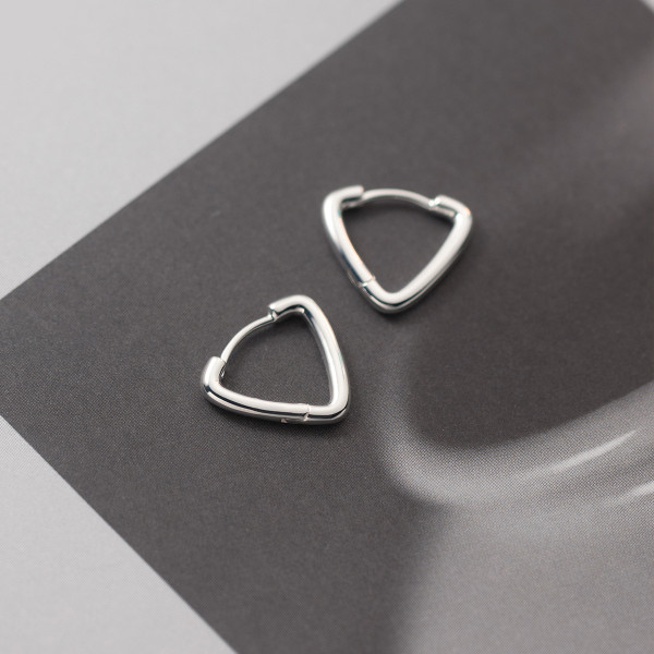 A37047 s925 sterling silver simple hollowed triangle trendy geometricM earrings