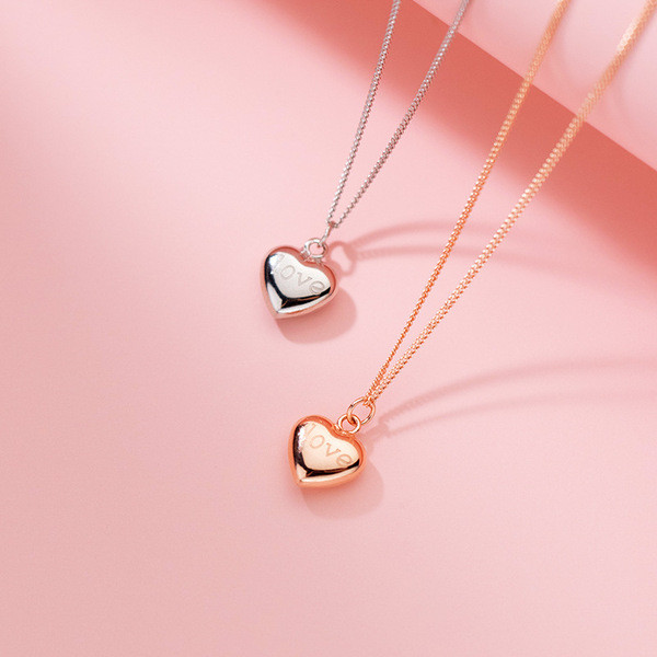 A32455 s925 sterling silver sweet letterLOVE heart pendant necklace