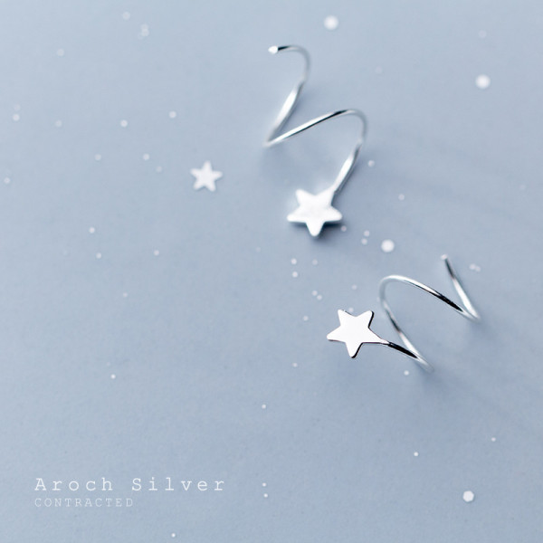 A42147 s925 silver stars trendy weave sweet dangle earrings earrings