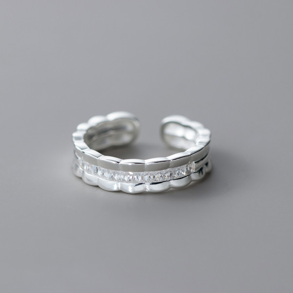 A45787 s925 sterling silver trendy sweet dainty rhinestone ring