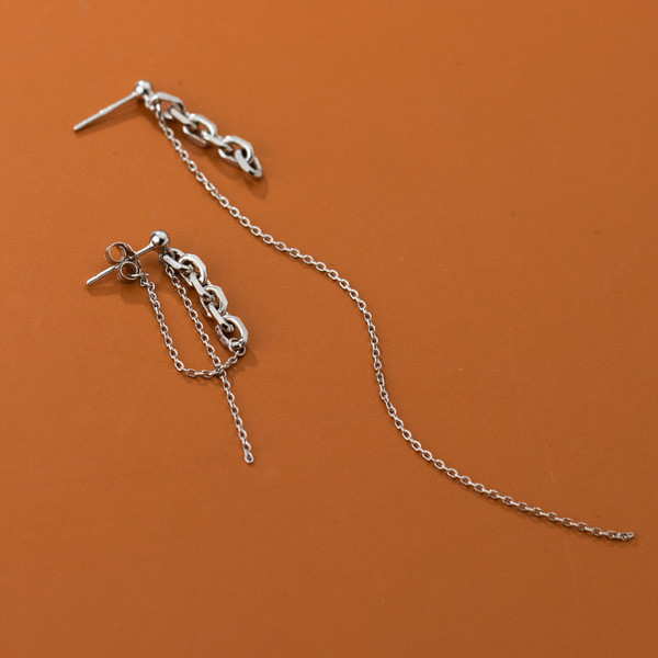 A34662 s925 sterling silver chic long tassel earrings