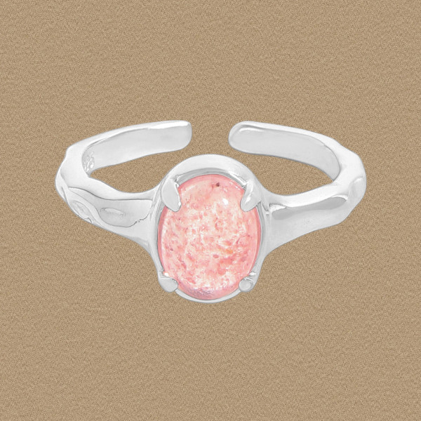 A46217 natural strawberry adjustable s925 sterling silver ring