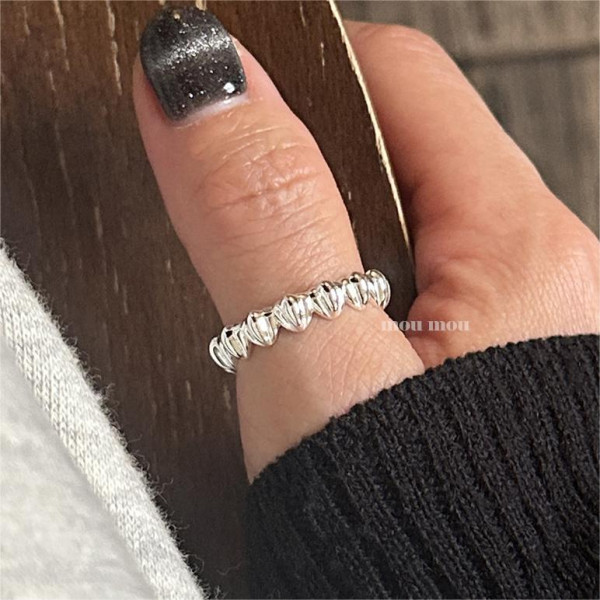 A41419 sterling silver heart unique simple ring