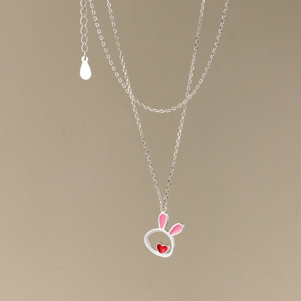 A37204 s925 sterling silver heart hollowed necklace