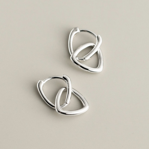 A42171 s925 silver hollowed triangle simple geometric earrings