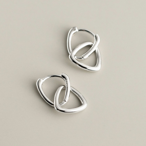 A42171 s925 silver hollowed triangle simple geometric earrings