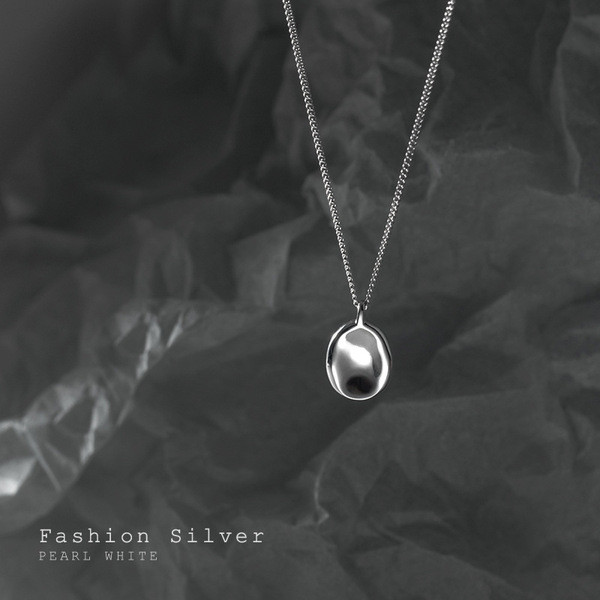 A34073 s925 sterling silver chic geometric oval necklace
