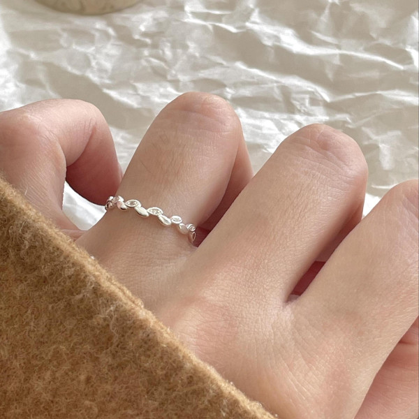 A45398 simple s925 sterling silver tree leaf unique ring