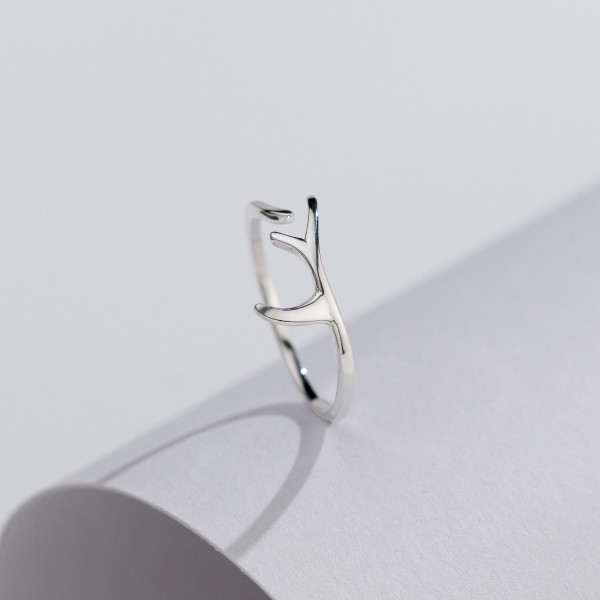 A44865 s925 sterling silver deer adjustable christmas tree ring