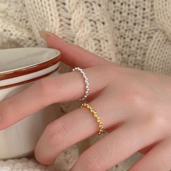 A41418 sterling silver bead simple fashion adjustable ring