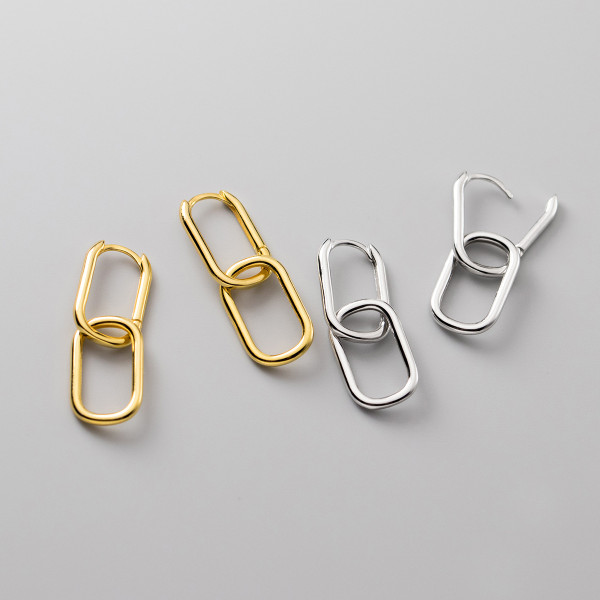 A36625 925 sterling silver oval simple earrings