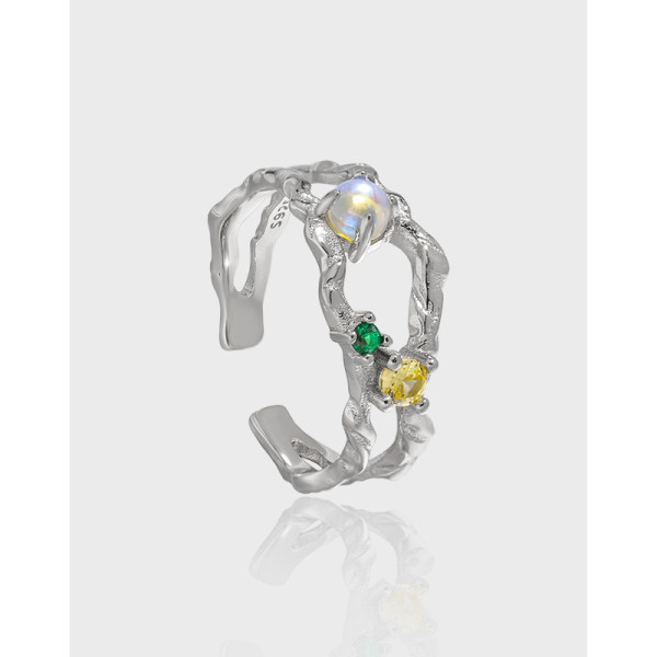 A38905 design hollowed rhinestone s925 sterling silver adjustable ring