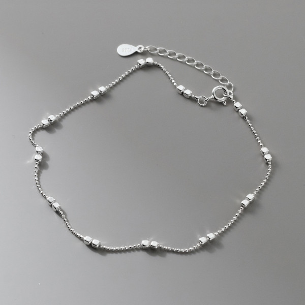 A42863 s925 silver fashion simple square charm design bracelet