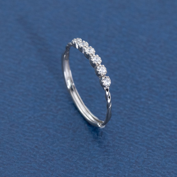 A39954 s925 sterling silver simple rhinestone twist design elegant ring