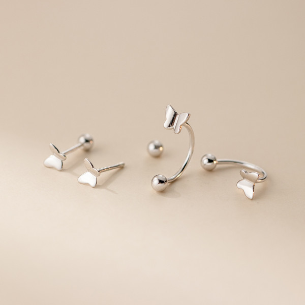 A45448 s925 sterling silver trendy sweet dainty butterfly stud earrings