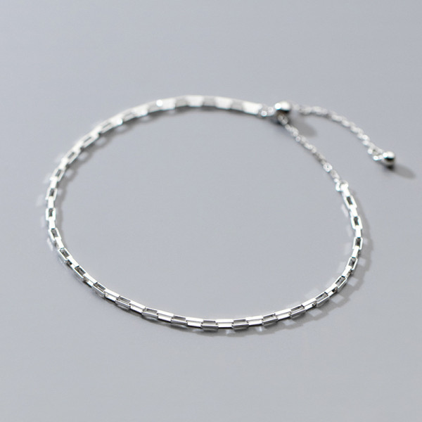 A34946 s925 sterling silver square charm bracelet