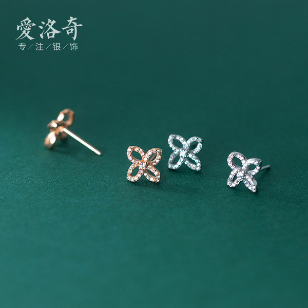 A33223 s925 sterling silver simple unique sparkling earrings