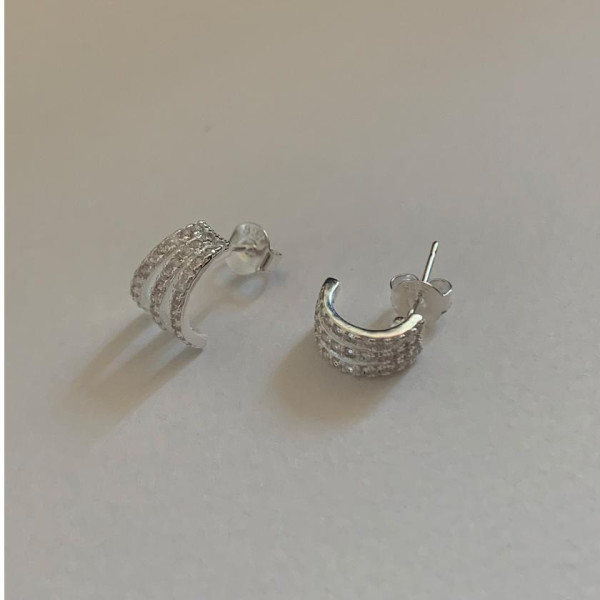 A43841 sterling silver cubic zirconia stud simple elegant earrings