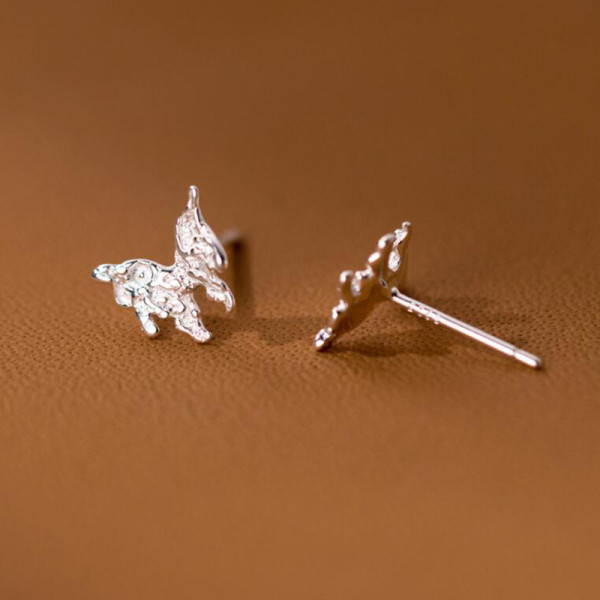 A37890 s925 sterling silver wrinkled butterfly stud design elegant earrings
