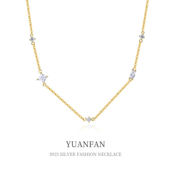 A37565 sterling silver fashion cubic zirconia necklace