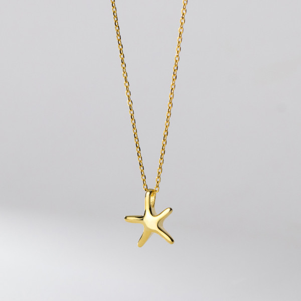 A36736 s925 sterling silver simple cute irregular starfish necklace