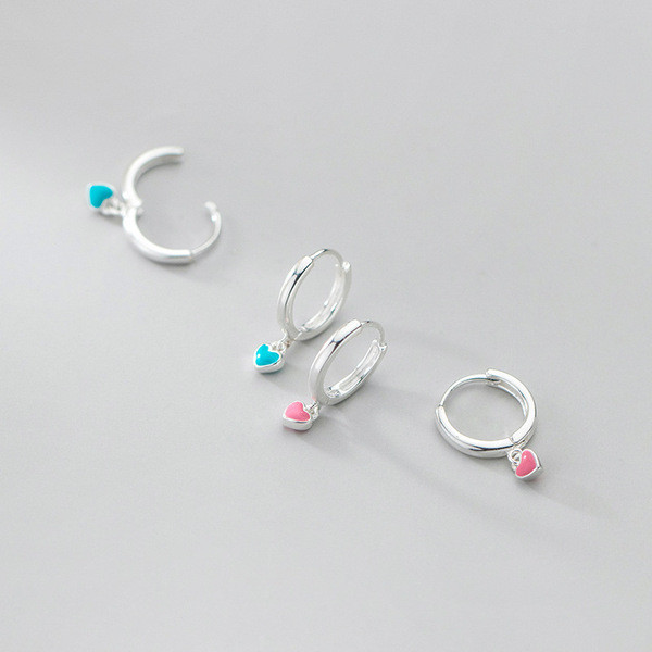 A31619 s925 sterling silver sweet simple geometric heart earrings
