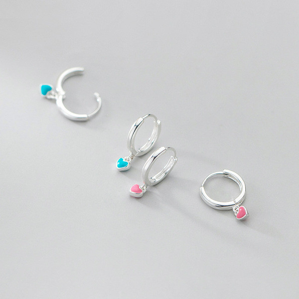 A31619 s925 sterling silver sweet simple geometric heart earrings