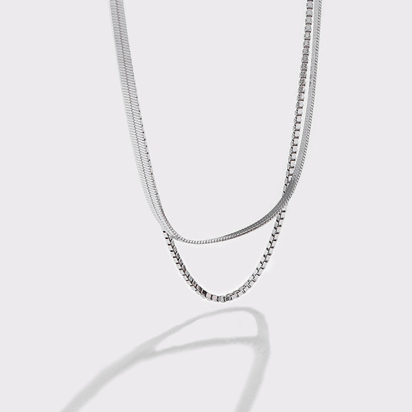 A35308 s925 sterling silver doublelayer necklace
