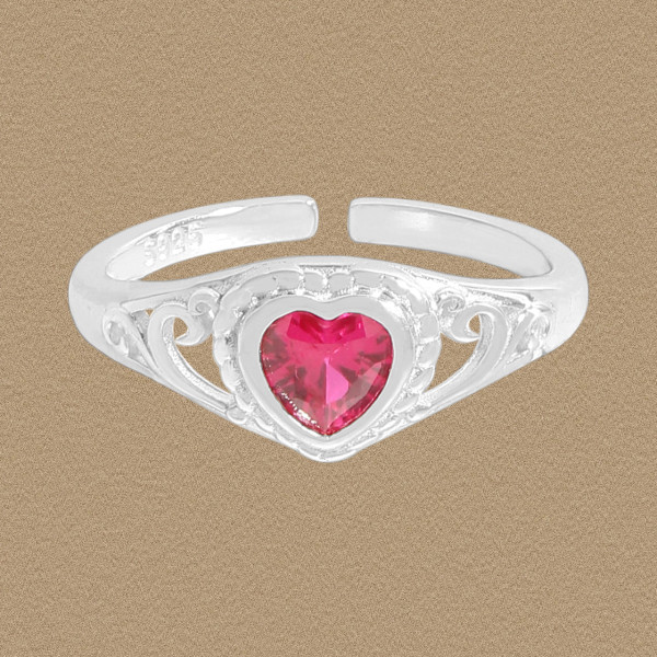 A45085 heart corundum sterling silver s925 heartshape cubic zirconia ring