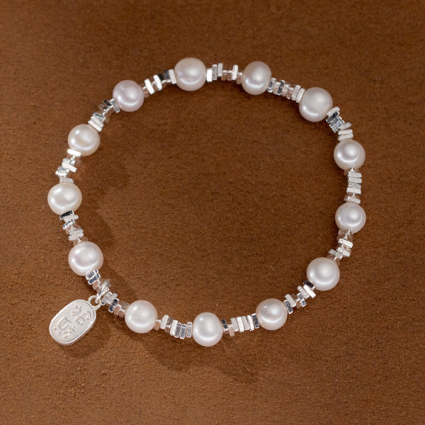 A40164 s925 sterling silver pearl charm design elegant unique bracelet