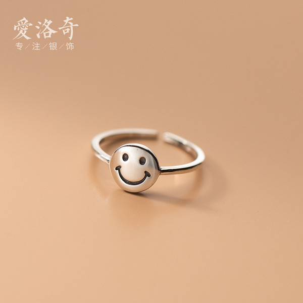 A34420 s925 sterling silver fashion silver smilingface trendy sweet cut ring