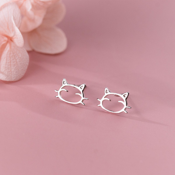 A37340 s925 silver hollowed stud simple cute earrings