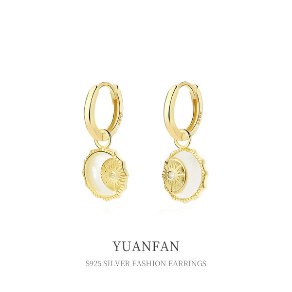 A37102 925 sterling silver sun shell earrings