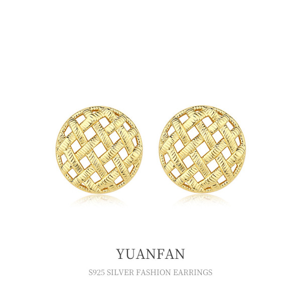 A35671 s925 sterling silver braided hollowed small design earrings
