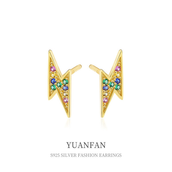 A38776 sterling silver unique stud colorful cubic zirconia earrings