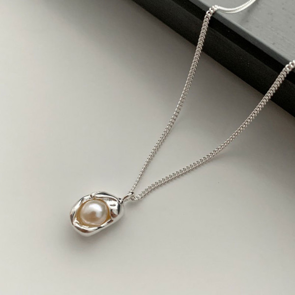 A45047 s925 silver sweet dainty geometric necklace