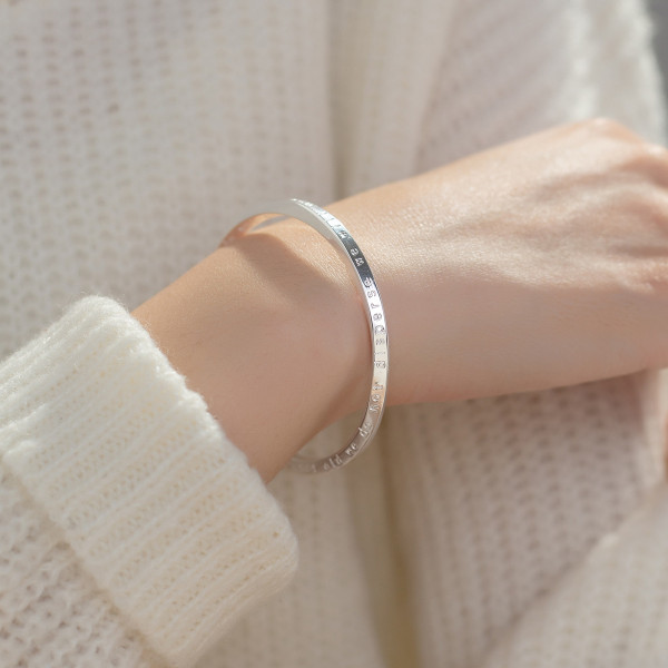 A39107 silver initial bangle unique design simple bracelet